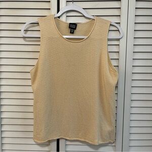 Eileen Fisher 100% Wool Medium Yellow Cream Sleeveless Top Tank Texture